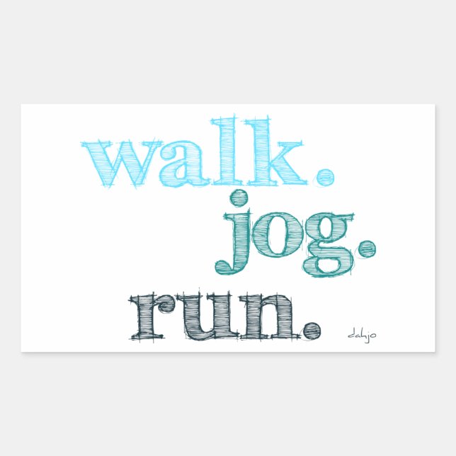 Sticker Rectangulaire AQUA WALK JOG RUN (police SHADED) (Devant)