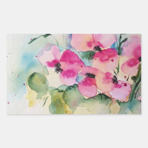 Sticker Rectangulaire Aquarell rosa Blumen in der Vase