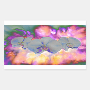 Sticker Rectangulaire Aquarelle Abstraite orchidées tropicales