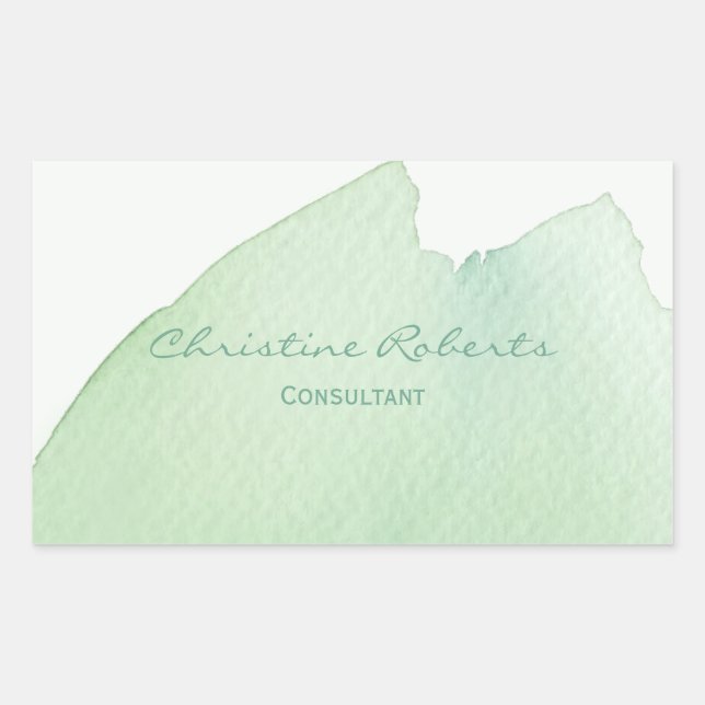 Sticker Rectangulaire Aquarelle bleu vert simple et moderne (Devant)
