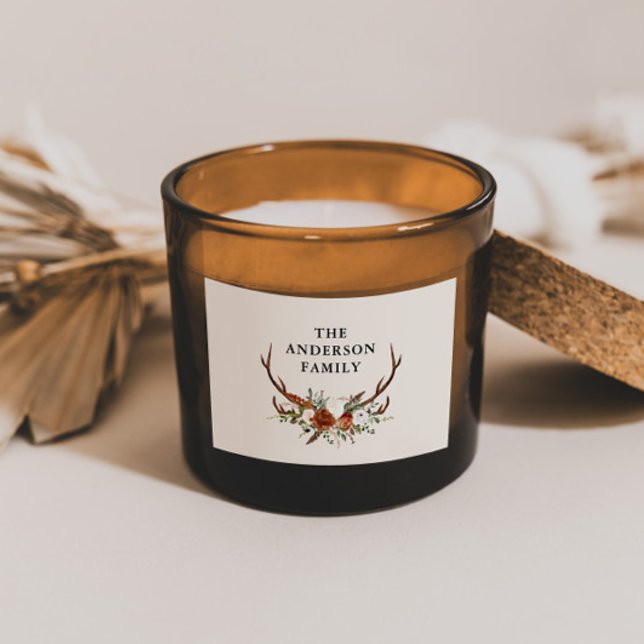 Sticker Rectangulaire aquarelle cerf floral terracotta élégant moderne (Créateur téléchargé)