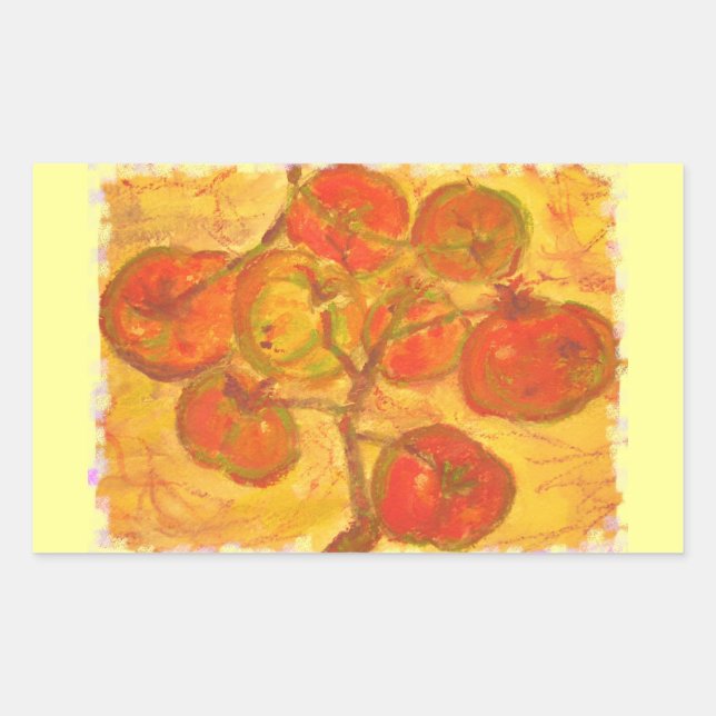 Sticker Rectangulaire aquarelle de la grappe de tomates (Devant)