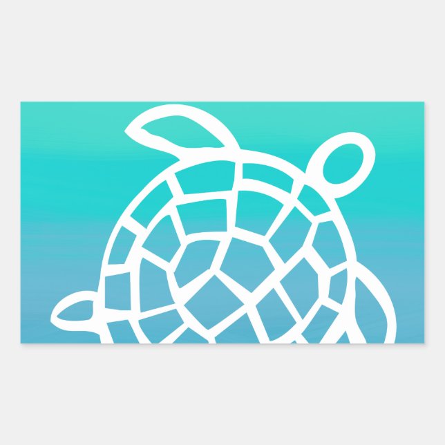 Sticker Rectangulaire Aquarelle de la tortue de mer Océan (Devant)
