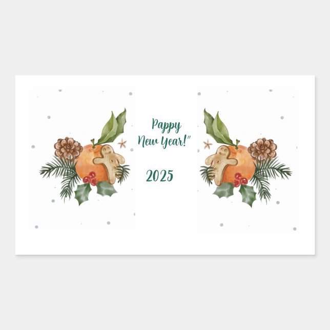 Sticker Rectangulaire "Aquarelle d'hiver chaude : Citrus & Cookies" (Devant)