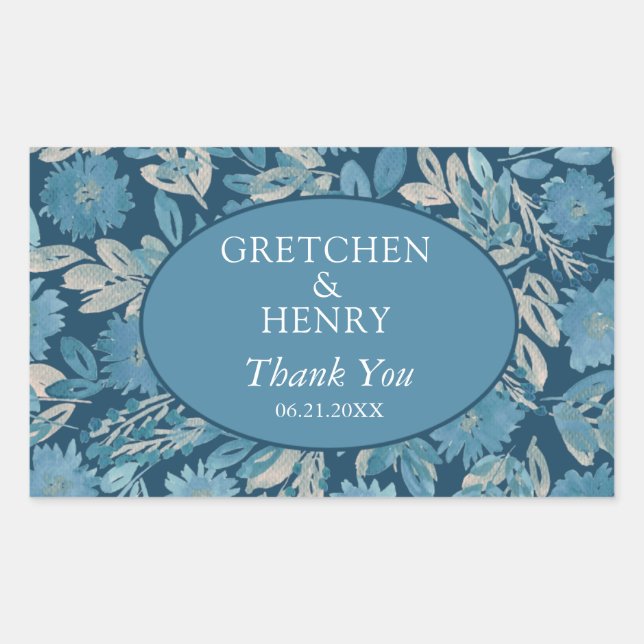 Sticker Rectangulaire Aquarelle fleurie Peinture Enregistrer la date (Devant)