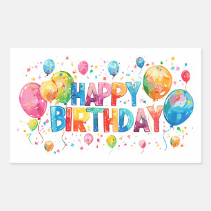 Sticker Rectangulaire Aquarelle Joyeux anniversaire