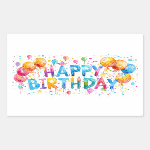 Sticker Rectangulaire Aquarelle Joyeux anniversaire