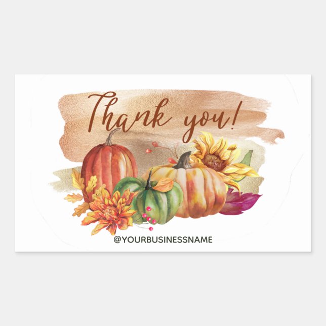 Sticker Rectangulaire Aquarelle mignonne Citrouille Thanksgiving (Devant)