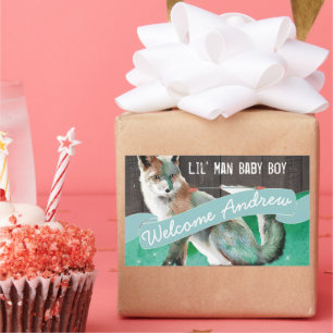 Sticker Rectangulaire Aquarelle personnalisée Couleur colorée Fox Grange