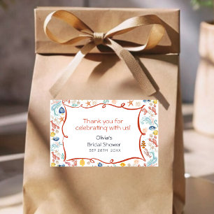 Sticker Rectangulaire Aquarelle sous la mer Fête de douche de mariée Ell