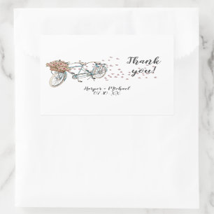 Sticker Rectangulaire aquarelle tandem vélo merci