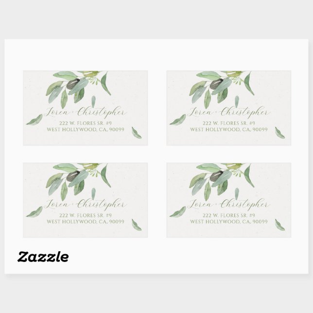 Sticker Rectangulaire Aquarelle toscane élégante Branche Feuille d'olivi (Feuille)