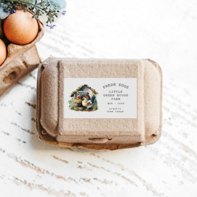 Sticker Rectangulaire Aquarelle Vintage famille d'oeuf de ferme Carton (Créateur téléchargé)