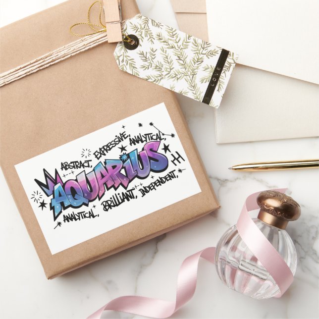 Sticker Rectangulaire Aquarius (Cadeaux)