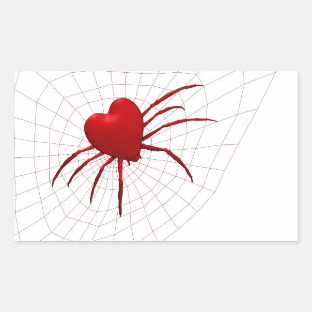 Sticker Rectangulaire Araignée des Coeurs rouges (Devant)