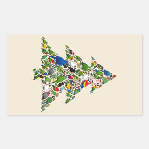 Sticker Rectangulaire Arbre de Noël du perroquet