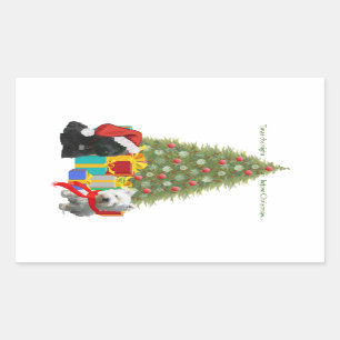 Sticker Rectangulaire Arbre de Noël Scottie et Westie