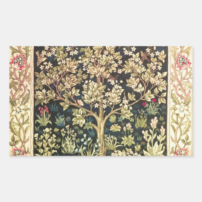 Sticker Rectangulaire Arbre de William Morris de Pre-Raphaelite de cru (Devant)
