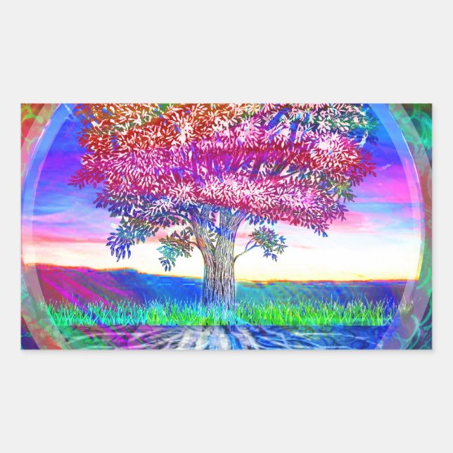 Sticker Rectangulaire Arbre des Bénédictions de la Vie (Devant)