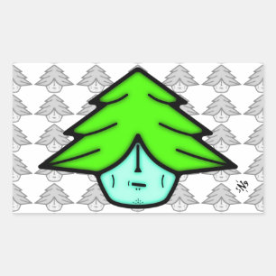 Sticker Rectangulaire Arbre guerrier (dessin animé comme visage) v1.1