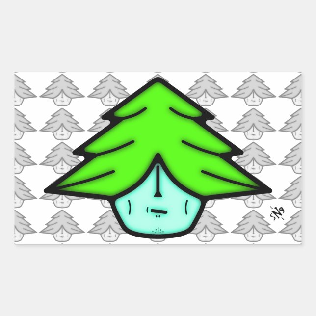 Sticker Rectangulaire Arbre guerrier (dessin animé comme visage) v1.1 (Devant)