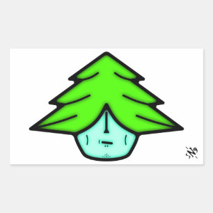 Sticker Rectangulaire Arbre guerrier (dessin animé comme visage) v1 carr