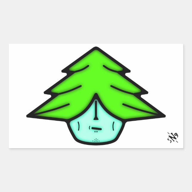 Sticker Rectangulaire Arbre guerrier (dessin animé comme visage) v1 carr (Devant)