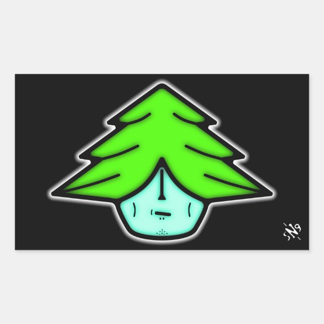 Sticker Rectangulaire Arbre guerrier (dessin animé comme visage) v2 (Devant)