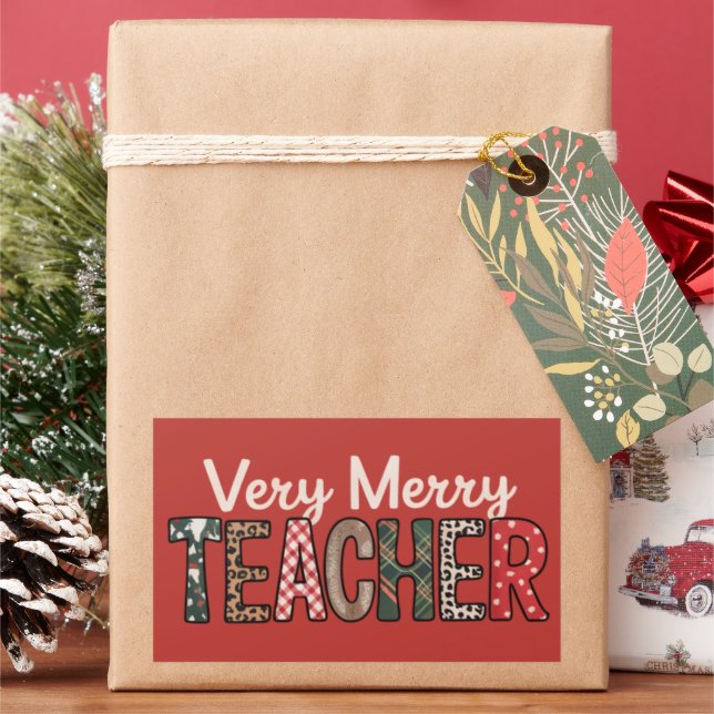 Sticker Rectangulaire Arbre léopard de professeur très joyeux Noël (vacances)
