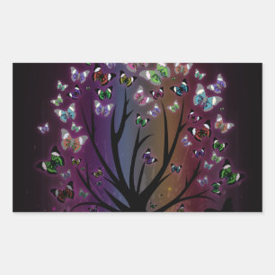Sticker Rectangulaire Arbre papillon