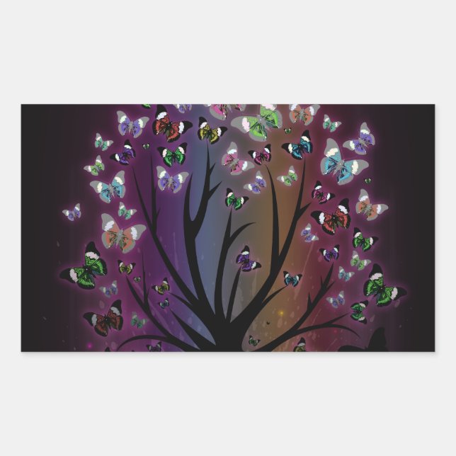 Sticker Rectangulaire Arbre papillon (Devant)