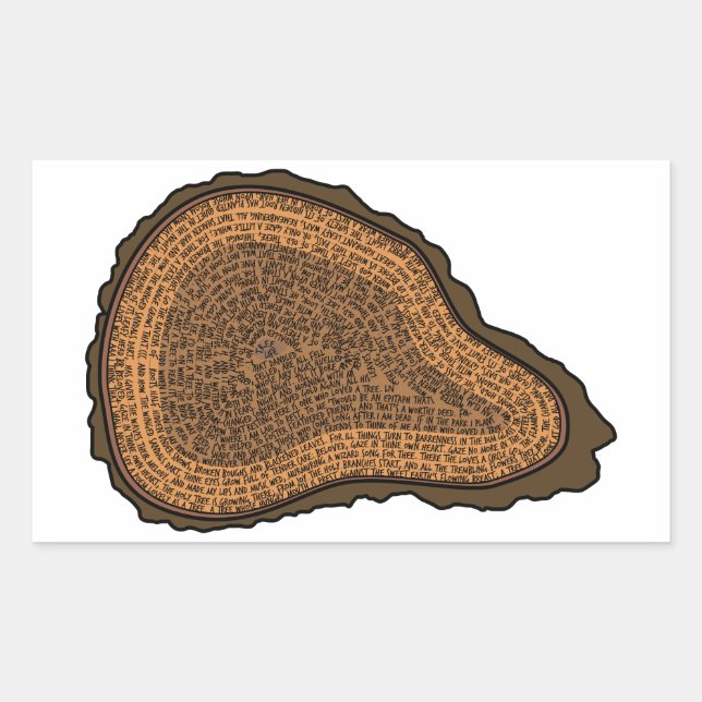 Sticker Rectangulaire Arbre Tronc de tronc Section Cercles de Croissance (Devant)