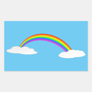 Sticker Rectangulaire Arc-en-ciel avec nuages