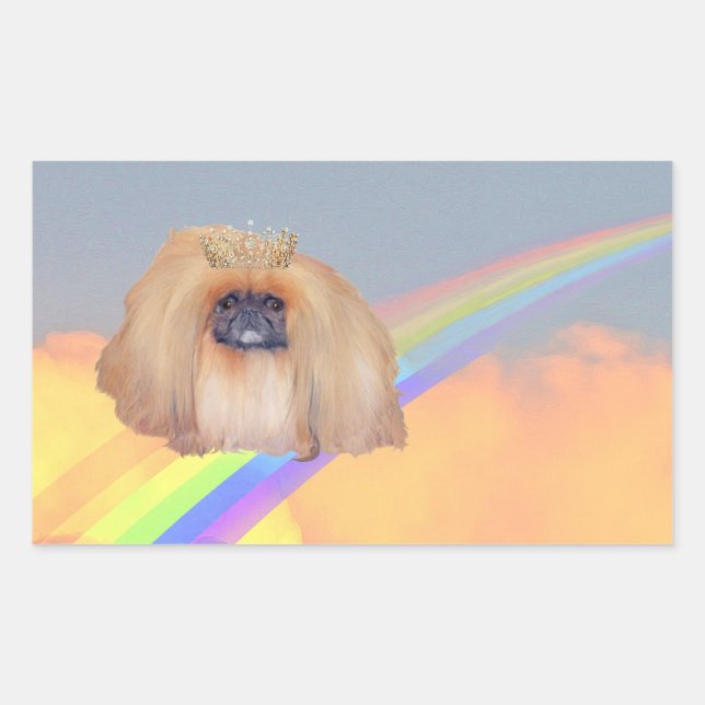 Sticker Rectangulaire Arc en ciel de Pekingese (Devant)