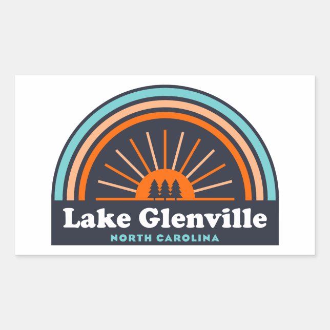 Sticker Rectangulaire Arc en ciel du lac Glenville North Carolina (Devant)