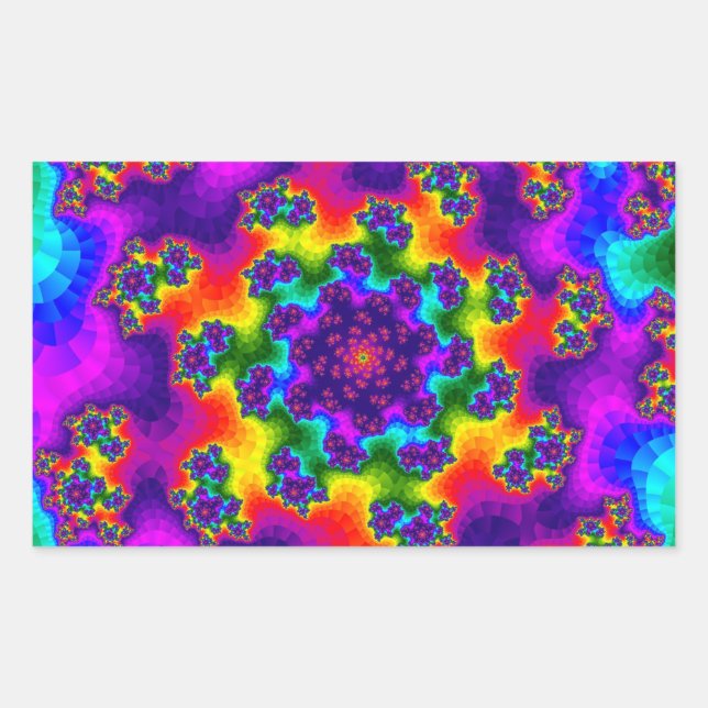 Sticker Rectangulaire Arc-en-ciel fleuri (Devant)