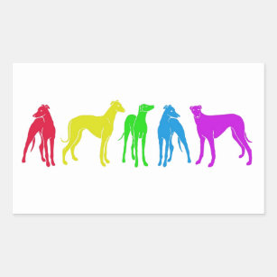 Sticker Rectangulaire Arc-en-ciel gris hounds silhouettes colorées