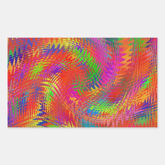 Sticker Rectangulaire Arc-en-ciel tissé (Devant)