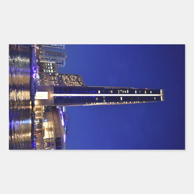 Sticker Rectangulaire Architecture de marina de Dubaï la nuit (Devant)