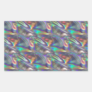 Sticker Rectangulaire argent holographique