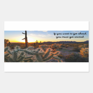 Sticker Rectangulaire Arizona Desert Sunset Cactus Inspiration Dire