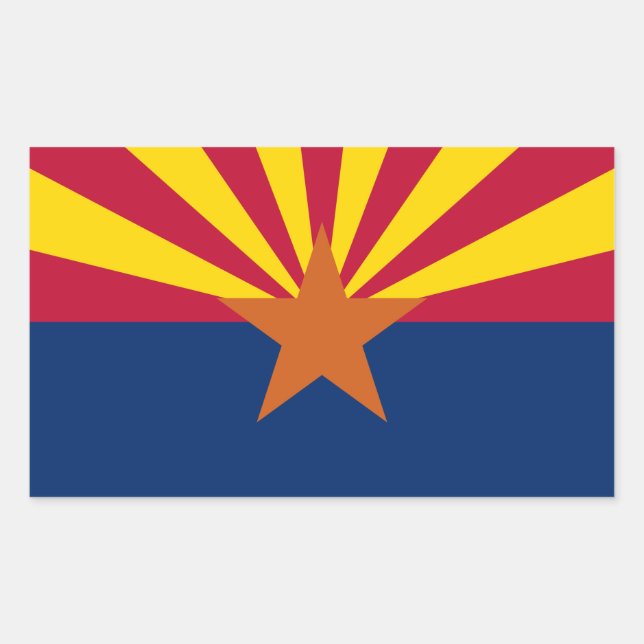 Sticker Rectangulaire Arizona Drapeau : Réglage de Star Sun, État du cui (Devant)