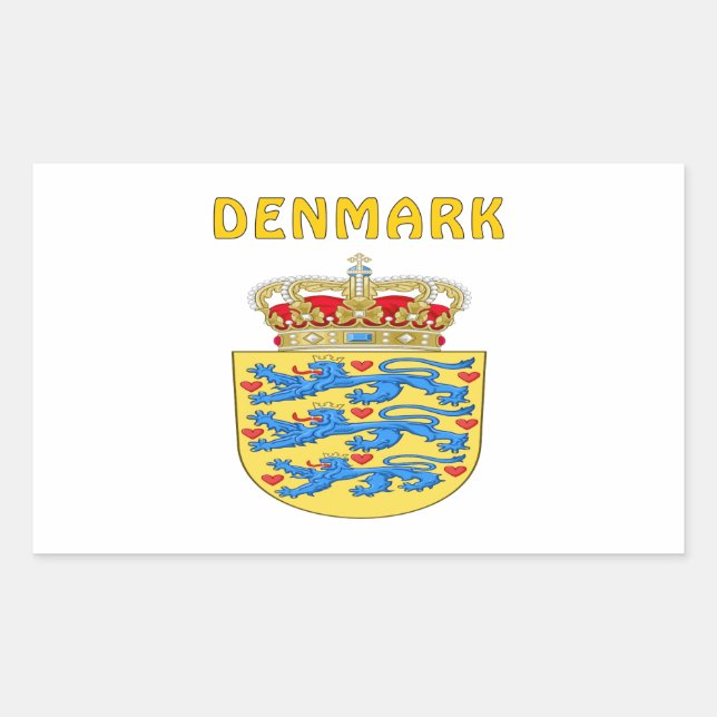 Sticker Rectangulaire Armoiries Du DANEMARK (Devant)