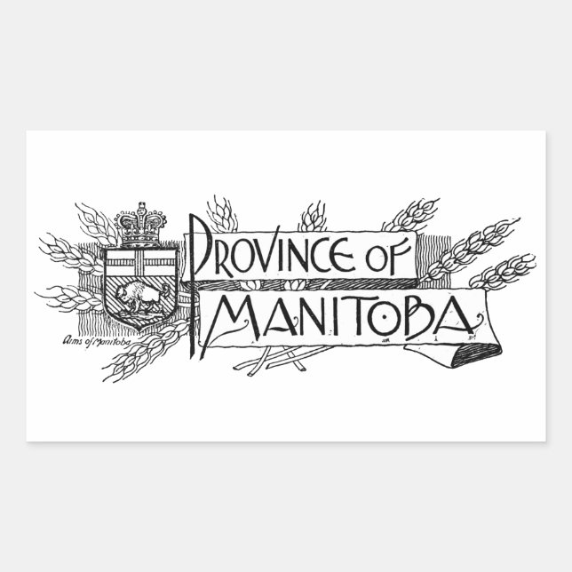 Sticker Rectangulaire Armoiries Vintages du Manitoba (Devant)
