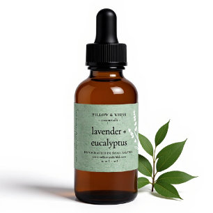 Sticker Rectangulaire Aromathérapie artisanale Essential Oil Sage Green