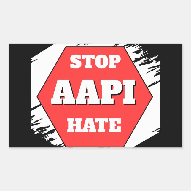 Sticker Rectangulaire Arrêtez la Haine envers les AAPI Rectangulaire (Devant)