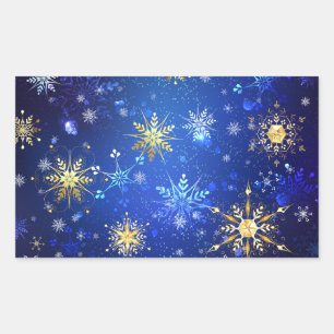 Sticker Rectangulaire Arrière - plan Bleu XMAS avec des flocons de neige
