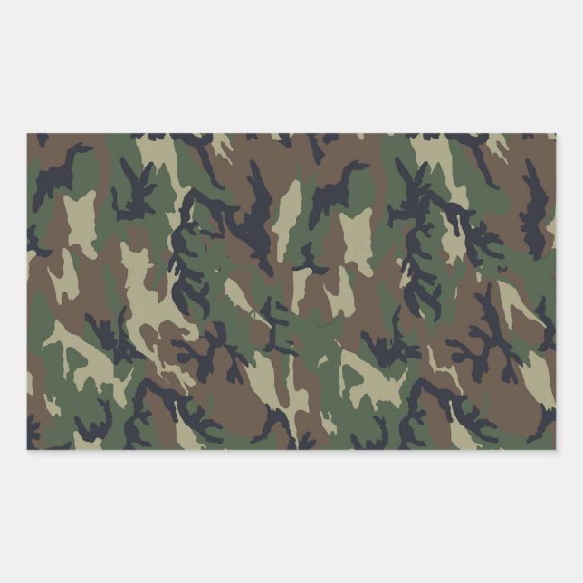 Sticker Rectangulaire Arrière - plan de Camouflage de forêt militaire (Devant)