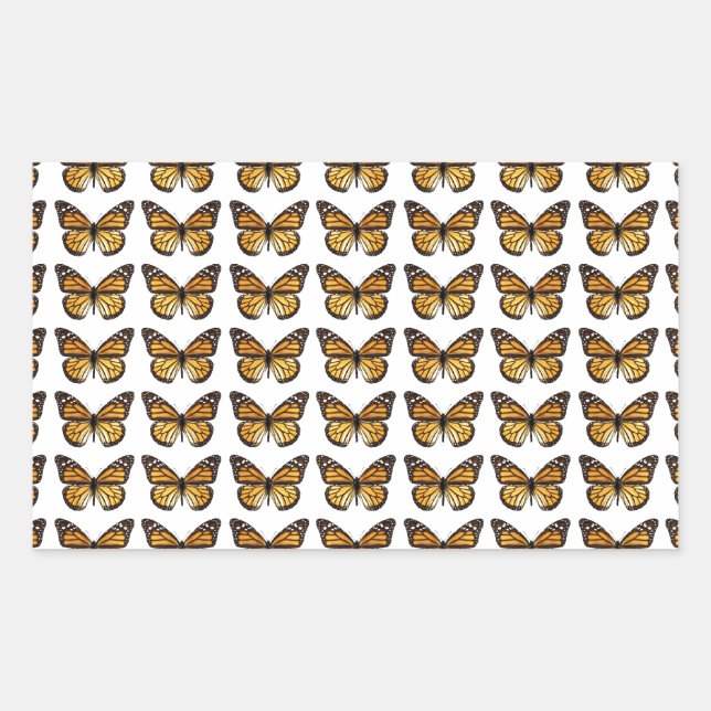 Sticker Rectangulaire Arrière - plan de plusieurs papillons monarques (Devant)