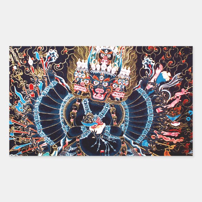 Sticker Rectangulaire Art bouddhiste tibétain (Chemckok Heruka) (Devant)